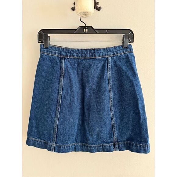 Topshop Moto Button Fly Denim Jean Skirt, Size 28 - Picture 4 of 7